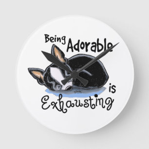 Reloj Redondo Mediano Boston Terrier Ser Adorable