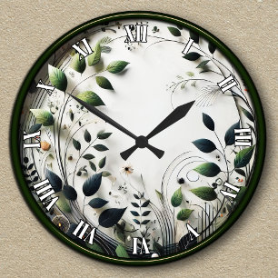 Reloj Redondo Mediano Botánica personalizable de inspiración natural
