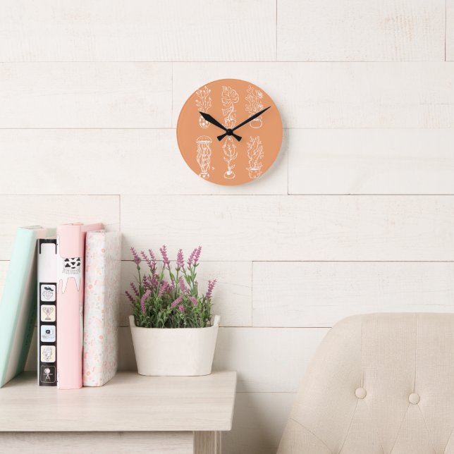 Reloj Redondo Mediano Botánico extravagante (Sala de lectura)