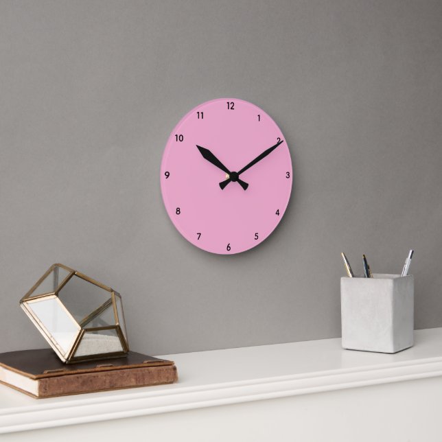 Reloj Redondo Mediano Botón Rosa Pastel (Oficina)