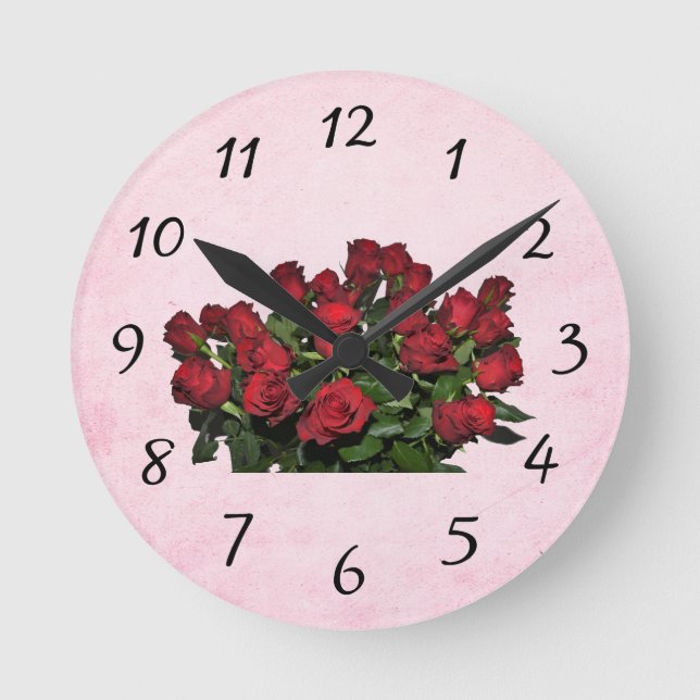 Reloj Redondo Mediano Bouquet de rosas rojas (Anverso)