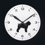 Reloj Redondo Mediano Bouvier des Flandres Dog Silhouette<br><div class="desc">Un divertido reloj de pared para la casa o la oficina. Es un regalo original para los amantes de Bouvier des Flandres. Echa un vistazo al Doodle World de Jenn para ver relojes aún más decorativos y una decoración de hogar con adorable temática animal.</div>