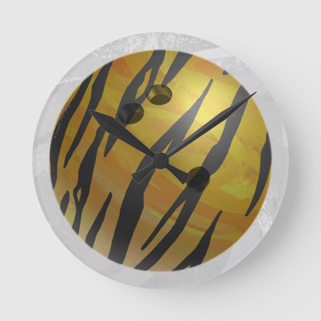 Reloj Redondo Mediano Bowling Ball Tiger Yellow (Anverso)