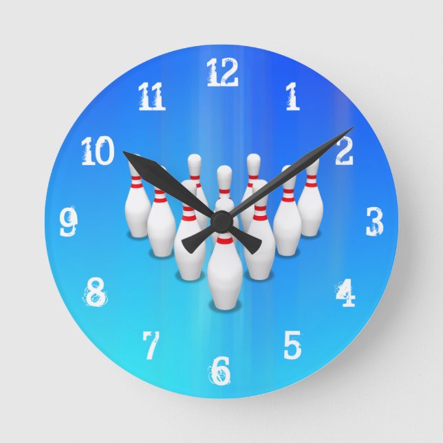 Reloj Redondo Mediano Bowling Pins: Wall Clock (Anverso)