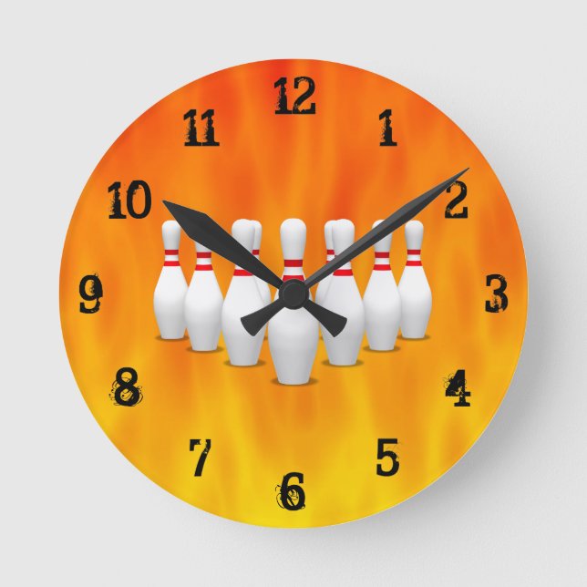 Reloj Redondo Mediano Bowling Pins: Wall Clock (Anverso)