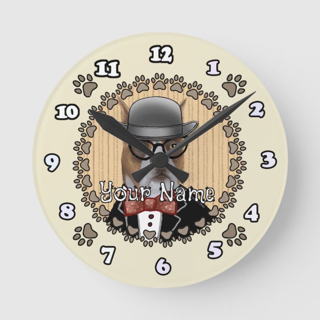 Reloj Redondo Mediano Boxer Dog (Anverso)