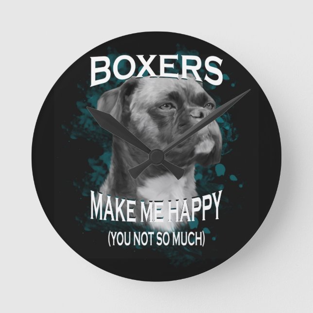 Reloj Redondo Mediano Boxer Dog Animal Aovers Art Textos (Anverso)