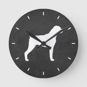 Reloj Redondo Mediano Boxer Dog Silhouette