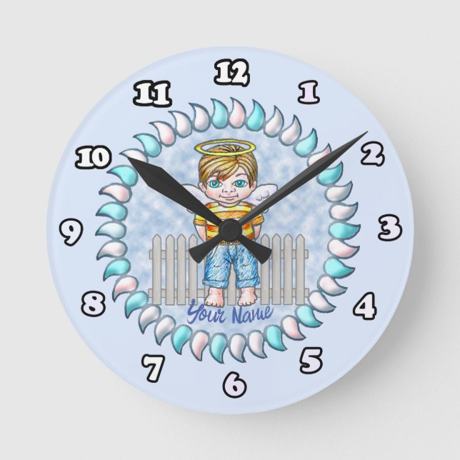 Reloj Redondo Mediano Boy Angel Clock (Anverso)