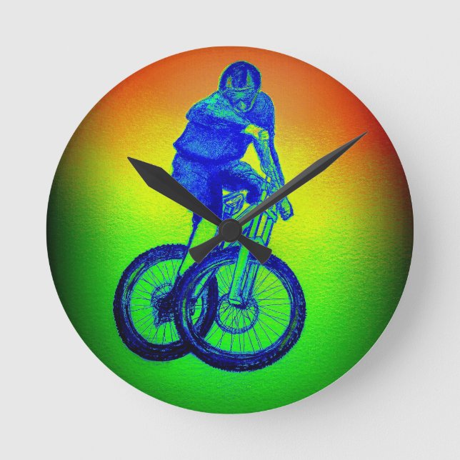 Reloj Redondo Mediano Boys mountain bike T Shirt presenta MTB (Anverso)