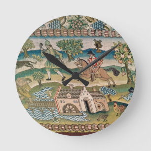 Reloj Redondo Mediano Bradford Table Carpet, detail of scenes of rural l