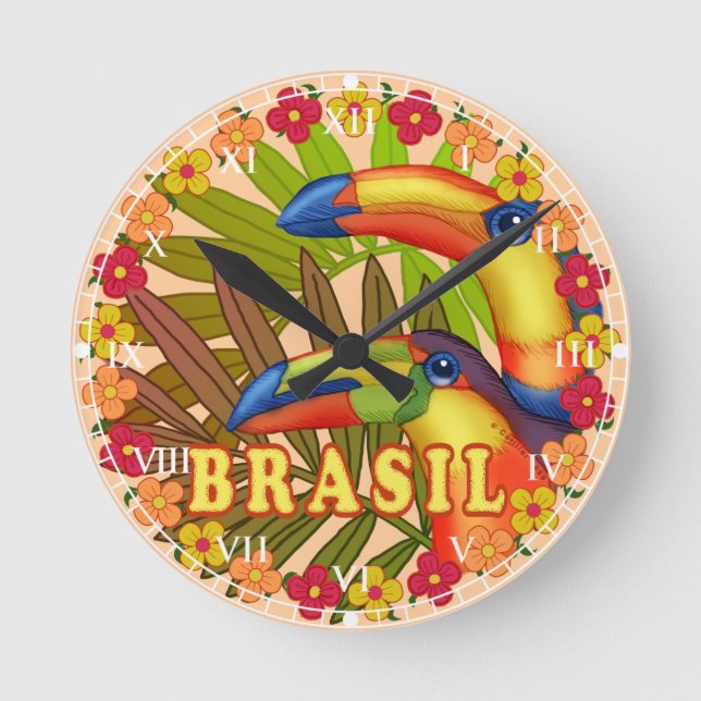 Reloj Redondo Mediano Brasil Toucans (Anverso)