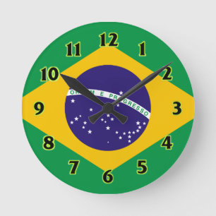 Reloj Redondo Mediano Brazil Flag WallClocks