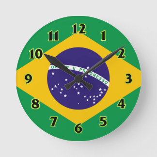 Reloj Redondo Mediano Brazil Flag WallClocks