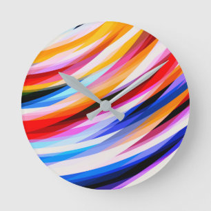 Reloj Redondo Mediano Bright Colorful Abstract Art