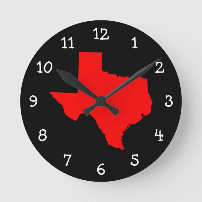 Reloj Redondo Mediano Bright Red and Black Texas (Anverso)