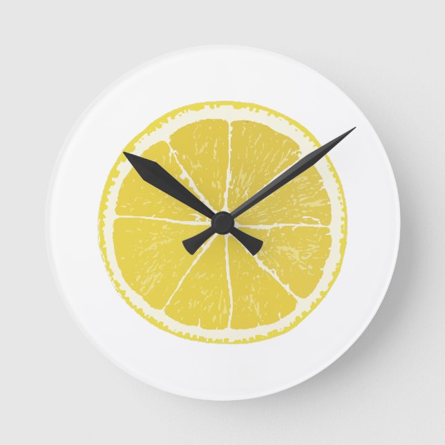 Reloj Redondo Mediano Bright Yellow Lemon Slice Wall Clock (Anverso)