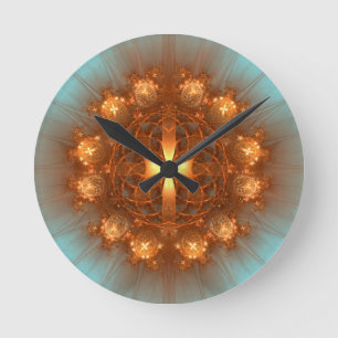 Reloj Redondo Mediano Brillante Cruz Mandala