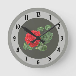 Reloj Redondo Mediano Brillante Red Geranium