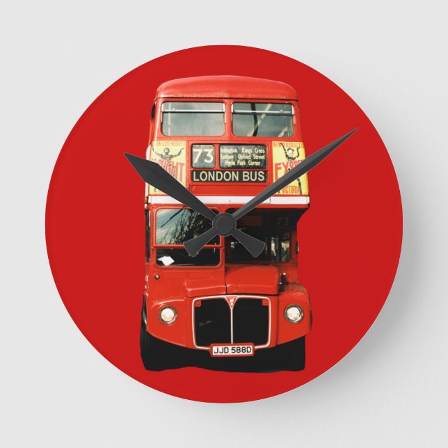 Reloj Redondo Mediano Brillante Red London Bus Clock (Anverso)