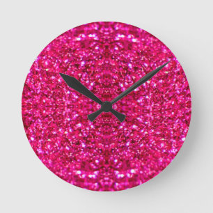 Reloj Redondo Mediano Brillantina rosa fuerte