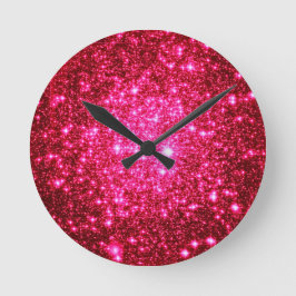 Reloj Redondo Mediano Brillo Astral Rosa Caliente