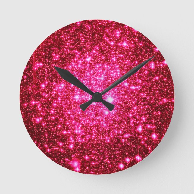 Reloj Redondo Mediano Brillo Astral Rosa Caliente (Anverso)