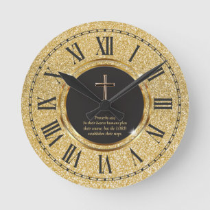Reloj Redondo Mediano Brillo Dorado Elegante Pastor Sacerdote Iglesia