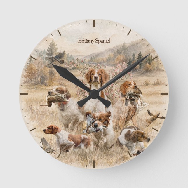 Reloj Redondo Mediano Brittany Spaniel  (Anverso)