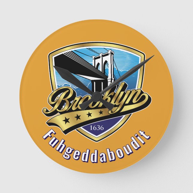 Reloj Redondo Mediano Brooklyn Shield y Swoosh Design (Anverso)