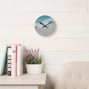 Reloj Redondo Mediano Brotes de la línea costera tropical #1 #océano #pa
