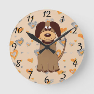 Reloj Redondo Mediano Brown Dog Wall Clock