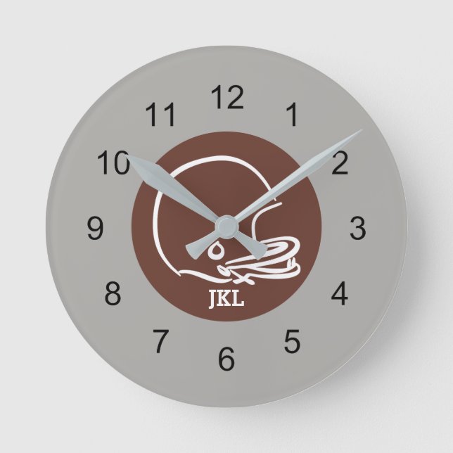 Reloj Redondo Mediano Brown Football Helmet Wall Clock (Anverso)