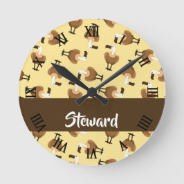 Reloj Redondo Mediano Brown griffon vulture bird pattern