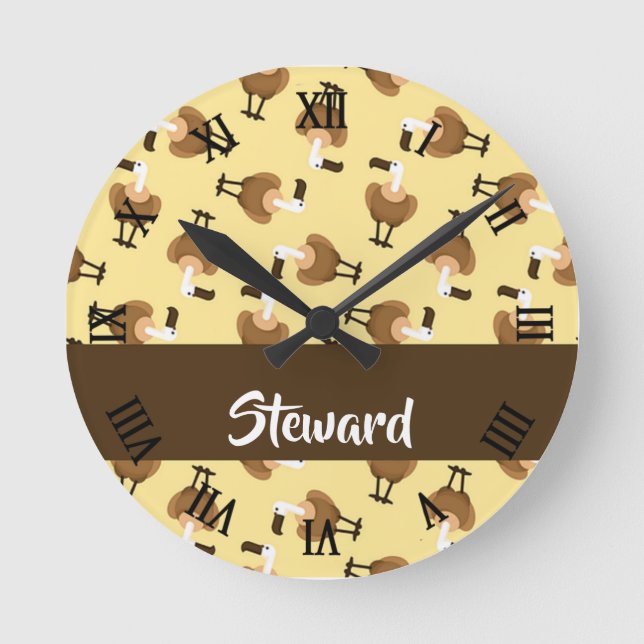 Reloj Redondo Mediano Brown griffon vulture bird pattern (Anverso)