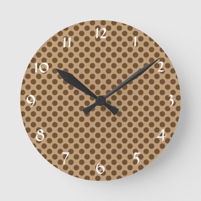 Reloj Redondo Mediano Brown Polka Dot (Anverso)