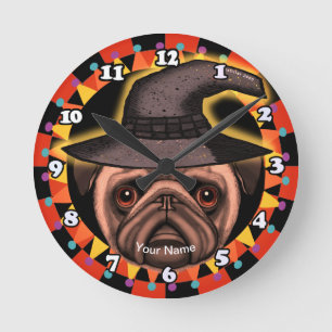 Reloj Redondo Mediano Bruja Pug