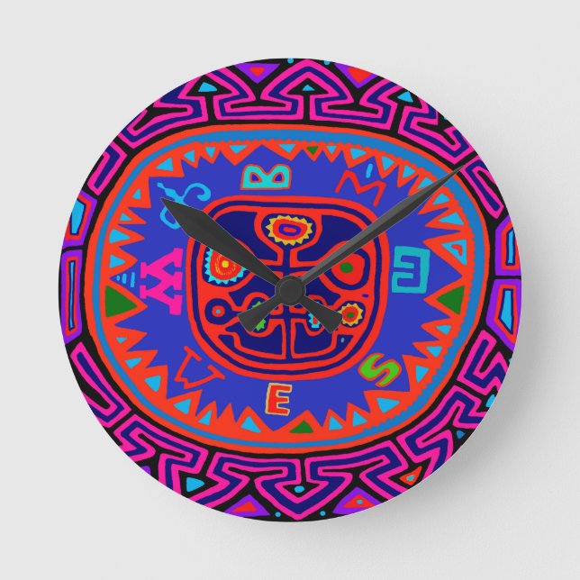 Reloj Redondo Mediano Brújula Mola India Kuna (Anverso)