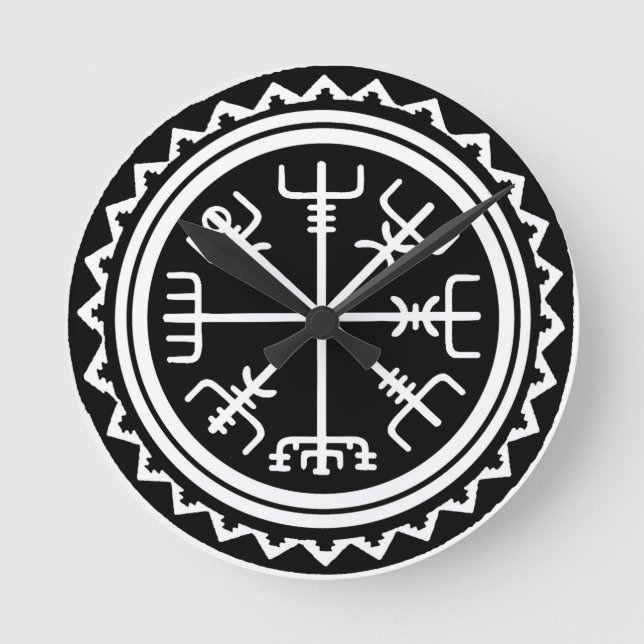 Reloj Redondo Mediano Brújula Vikinga Vegvisir (Anverso)