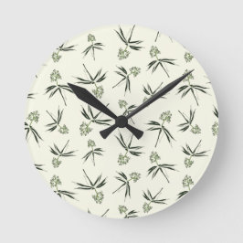 Reloj Redondo Mediano Buceando ramas verdes en crema - patrón sin fisura