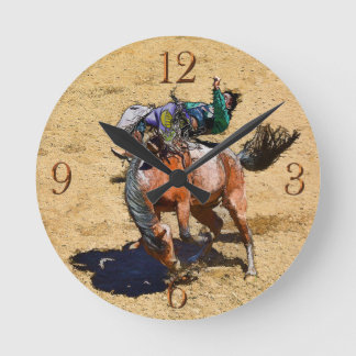 Reloj Redondo Mediano Bucking Bareback Bronco y Rodeo Cowboy Clock