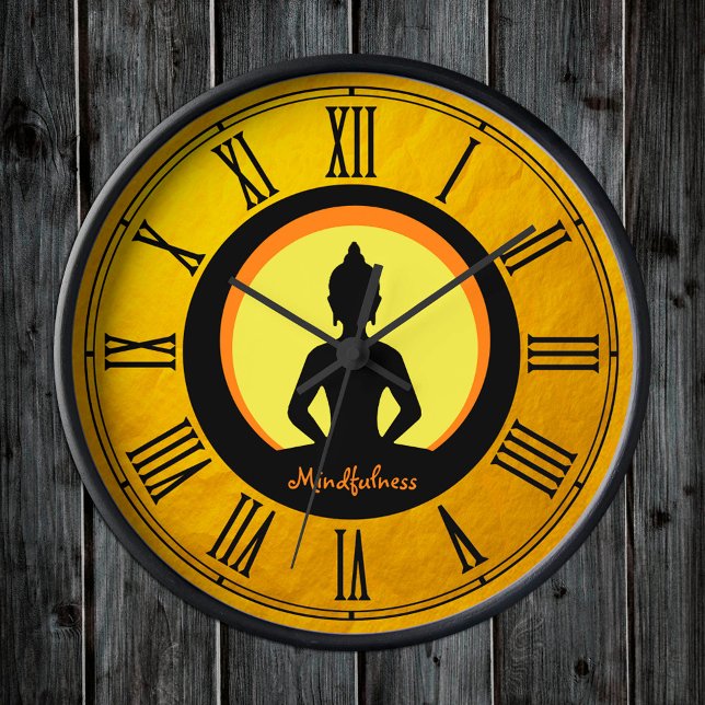 Reloj Redondo Mediano Buda de oro y mentalidad, meditación / budismo (Subido por el creador)