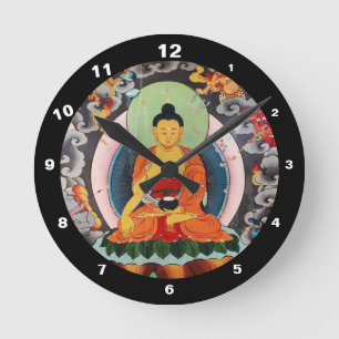 Reloj Redondo Mediano Buda Shakyamuni e iluminación, Himalayas Nepal