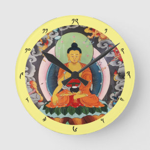 Reloj Redondo Mediano Buda Shakyamuni e Ilustración, Himalayas Nepal