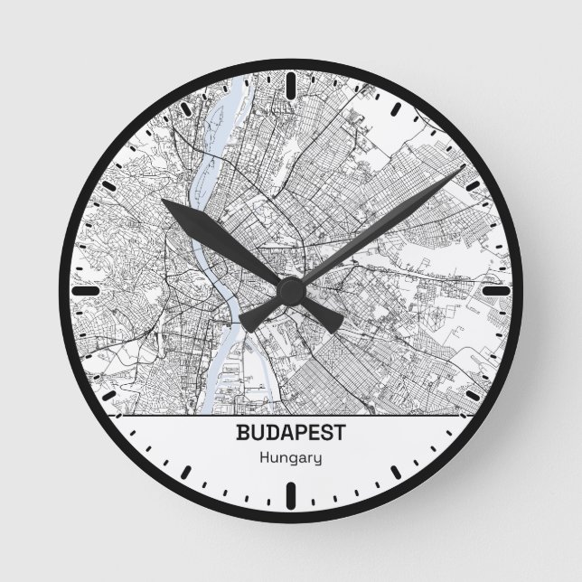 Reloj Redondo Mediano Budapest Clock City Line Art (Anverso)
