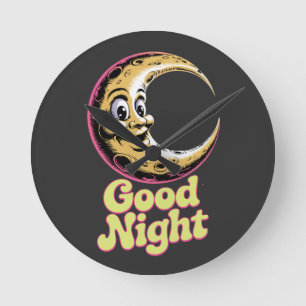 Reloj Redondo Mediano Buenas noches Retro Moon