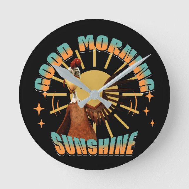 Reloj Redondo Mediano Buenos Días Sol Funny Rooster (Anverso)