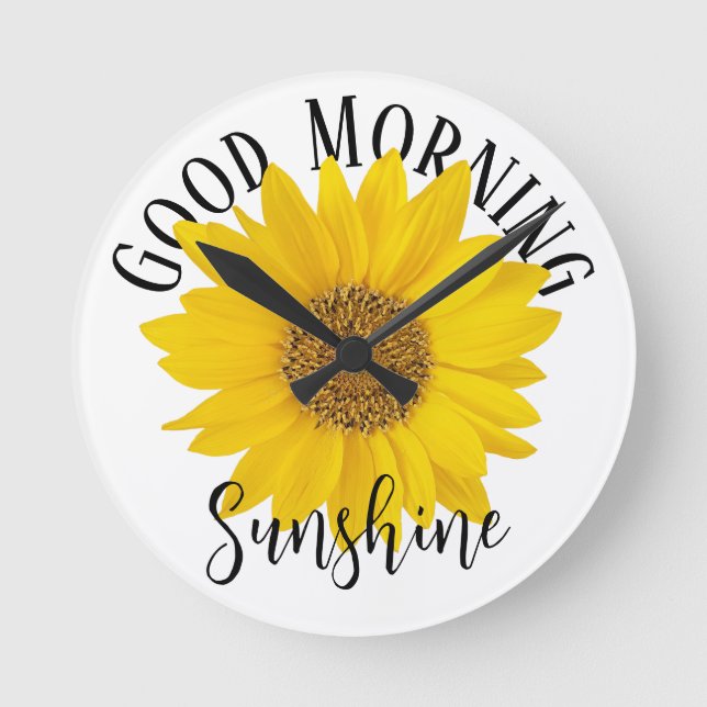 Reloj Redondo Mediano Buenos días Sunshine Sunflower (Anverso)