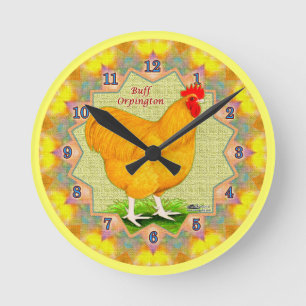 Reloj Redondo Mediano Buff Orpington Roooster Clock