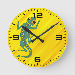 Reloj Redondo Mediano Buggi Green Lizard Artistic Clipart-27847